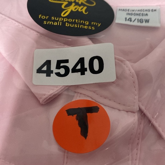 Kathy Che Pink Preppy Coquette 3/4 Sleeve Button Down Shirt Plus Size 14/16W - Picture 14 of 14